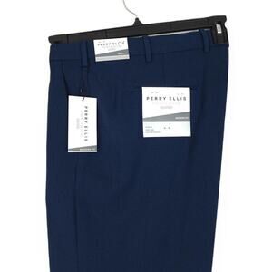 Perry Ellis Men's Modern-Fit Stretch Dress Pants Estate Blue Heather 40x32 NWT